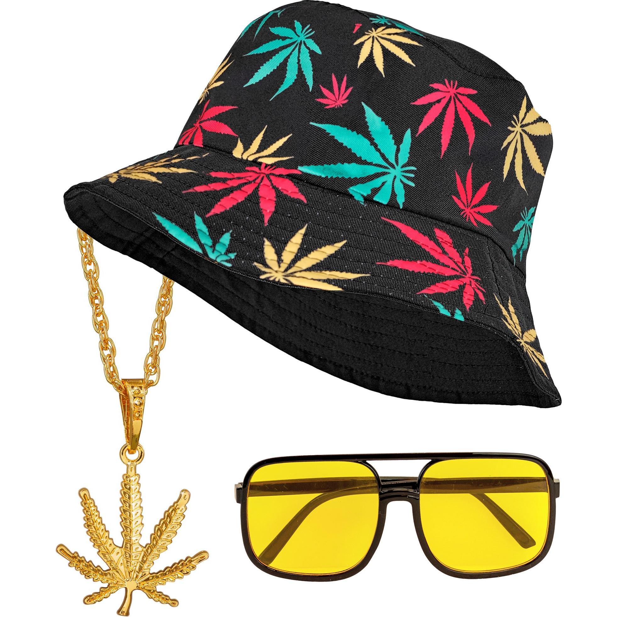 Thumbnail - Widmann THE 90s HIP HOP FASHION - Marihuana (Anglerhut, Brille, Kette, Ring)