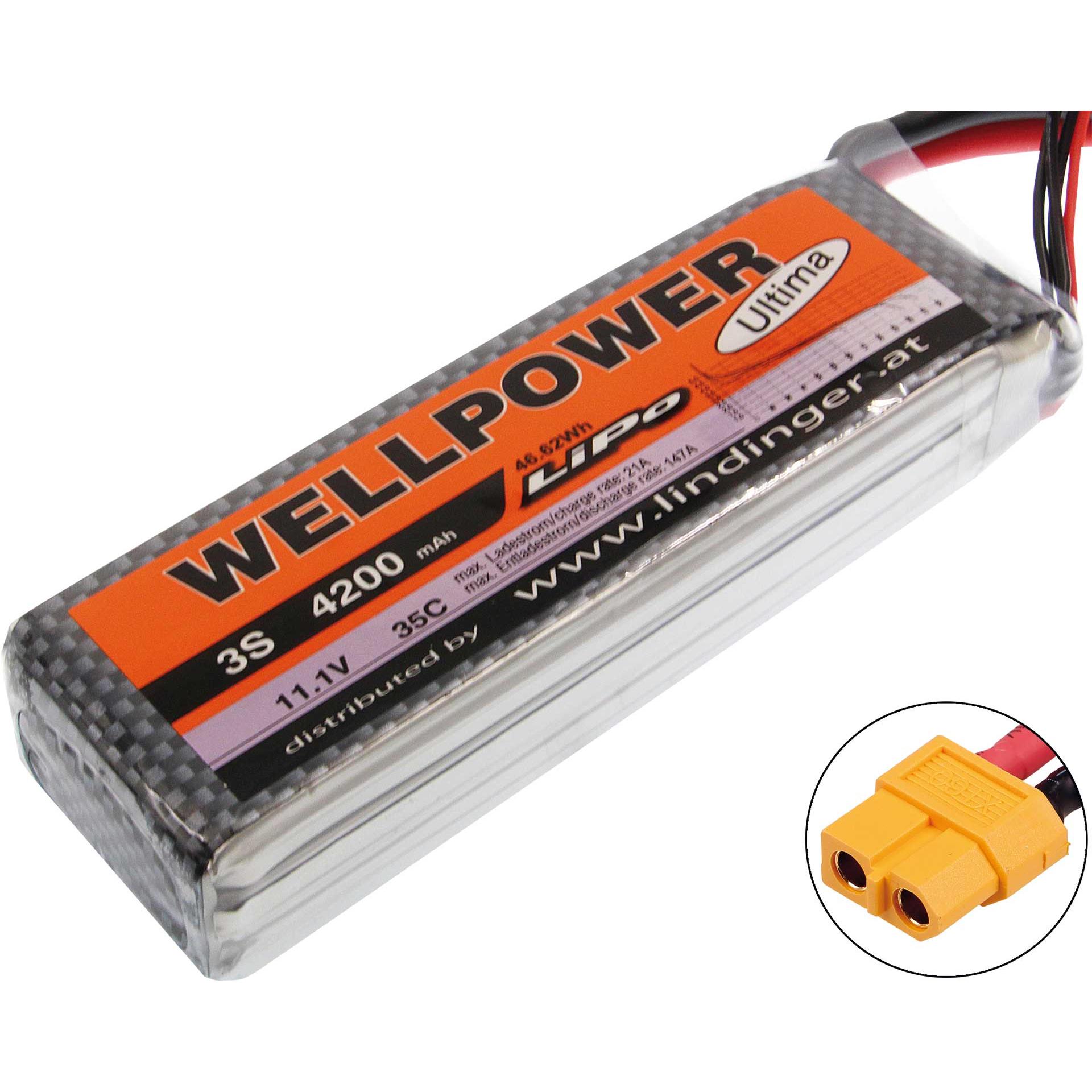 Wellpower LIPO AKKU ULTIMA 4200 MAH / 11,1 VOLT 3S 35/70C CH5/8 XT-60 (11.10 V, 4200 mAh)