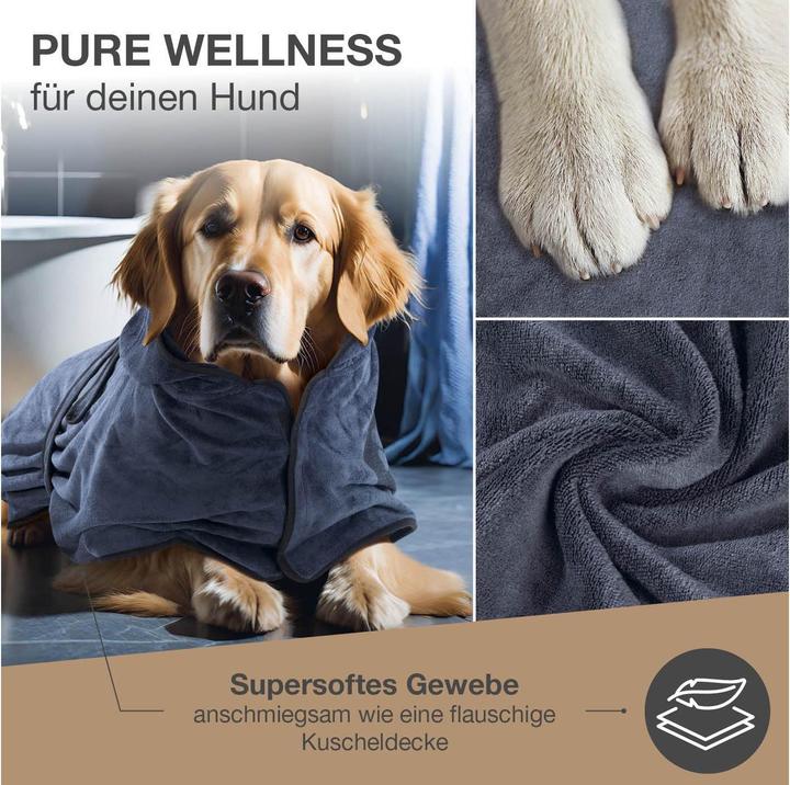 Produktbild Fluffino Bademantel Beige / Blau, S (S, Hundebademantel)