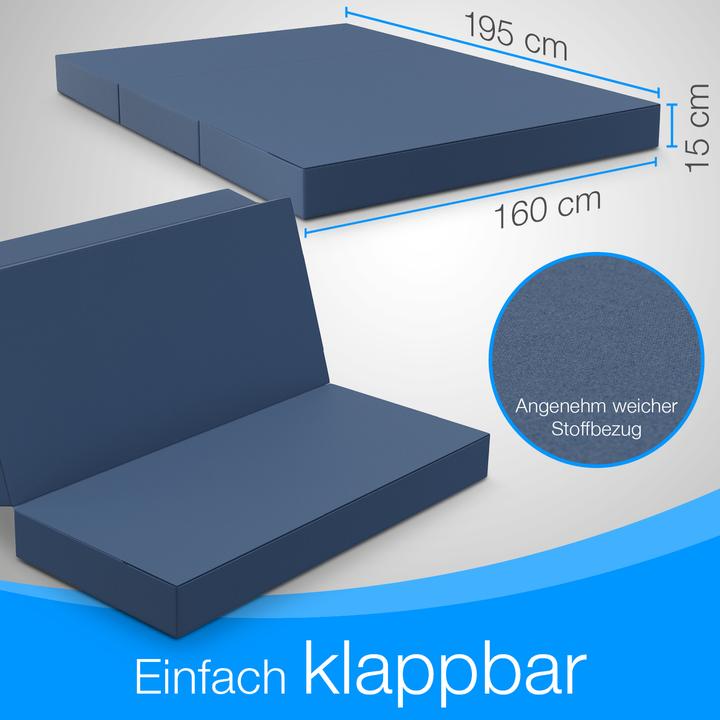 Produktbild Bestschlaf Klappmatratze, 3-teilige Faltmatratze, Reisebett, Gästematratze (160 x 195 cm, Schaumstoffkern)