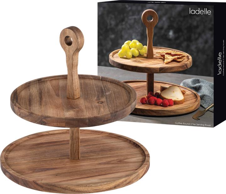 Actual product image Ladelle Gather Round acacia 2-storey serving tower