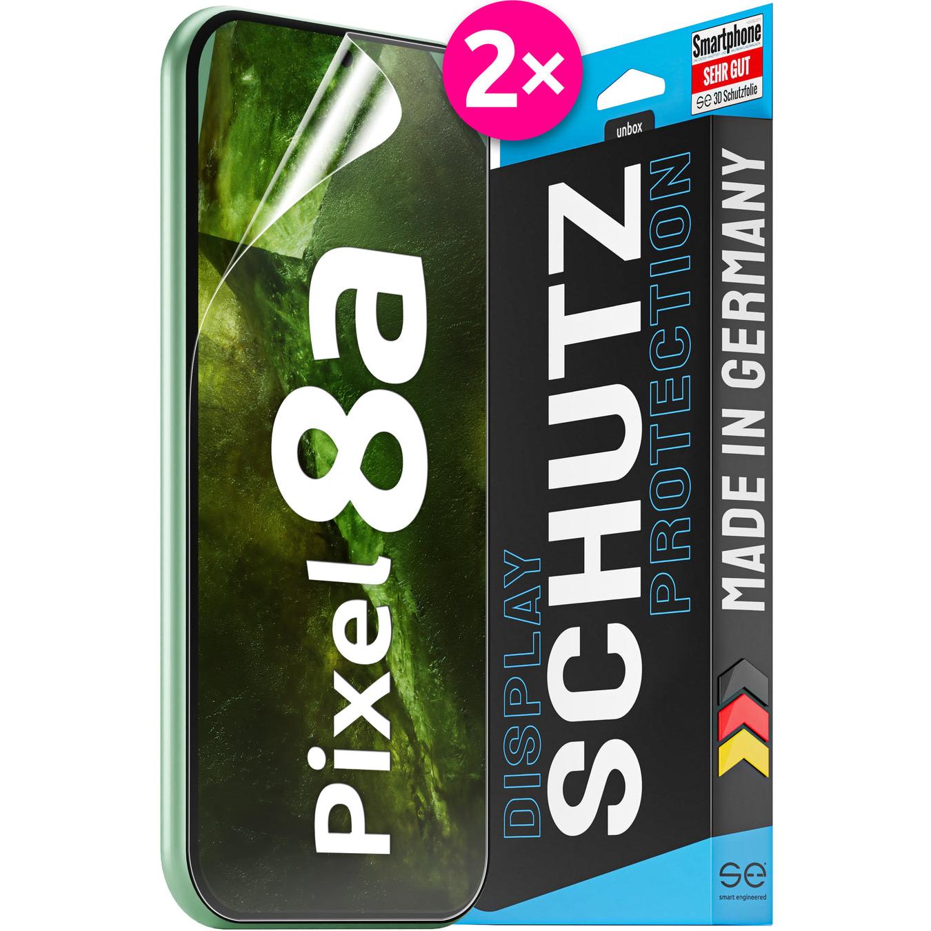 Smart Engineered se 3D Schutzfolie Google Pixel 8a (VPE 2) (2 Stück, Google Pixel 8), Smartphone Schutzfolie, Transparen...