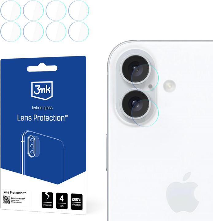 Productafbeelding 3MK Lens Protect iPhone 16 Plus Ochrona na obiektyw aparatu 4szt (4 Stuk, Apple iPhone 16 Plus)