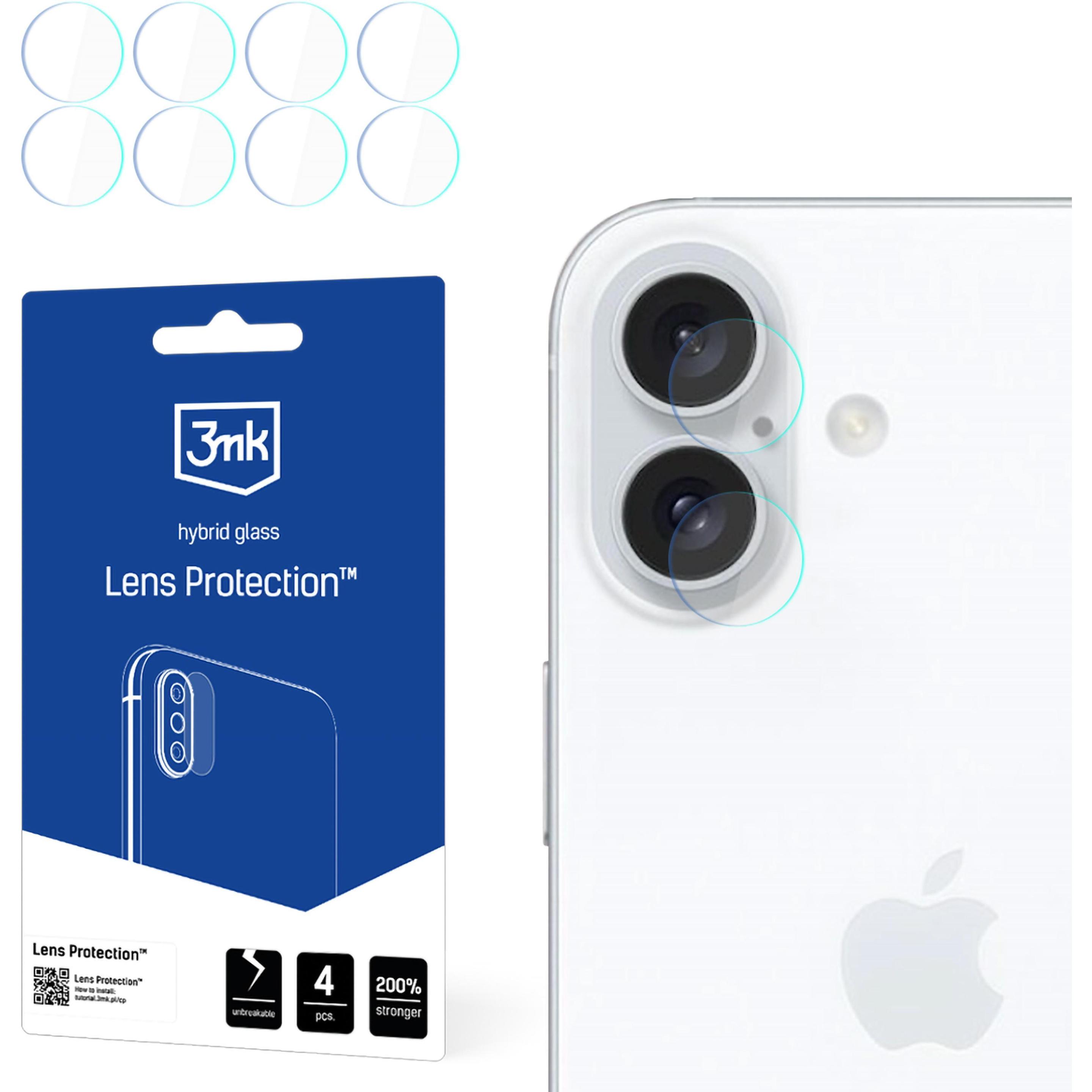 3MK Lens Protect iPhone 16 Ochrona na obiektyw aparatu 4szt (4 pz., Apple iPhone 16), Pellicola protettiva smartphone, Trasparente