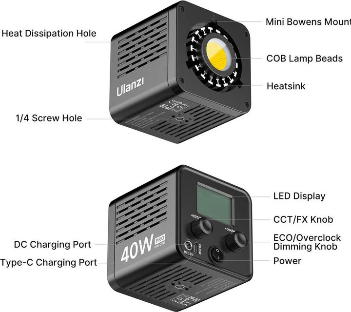 Produktbild Ulanzi 40WPRO COB Fill Light (Studioleuchte, Videoleuchte)
