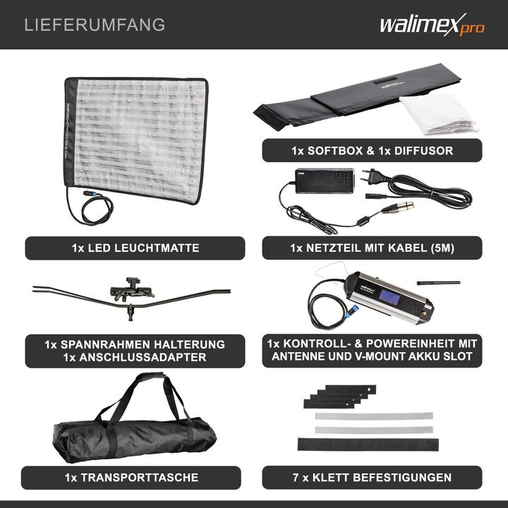 Produktbild Walimex pro Flex LED 500 Bi Color Leuchtmatte inkl. Softbox 50W Flächenleuchte (Flächenleuchte)