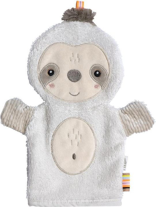 Fehn Baby-Waschhandschuh Faultier, Material: Polyester, Frottee