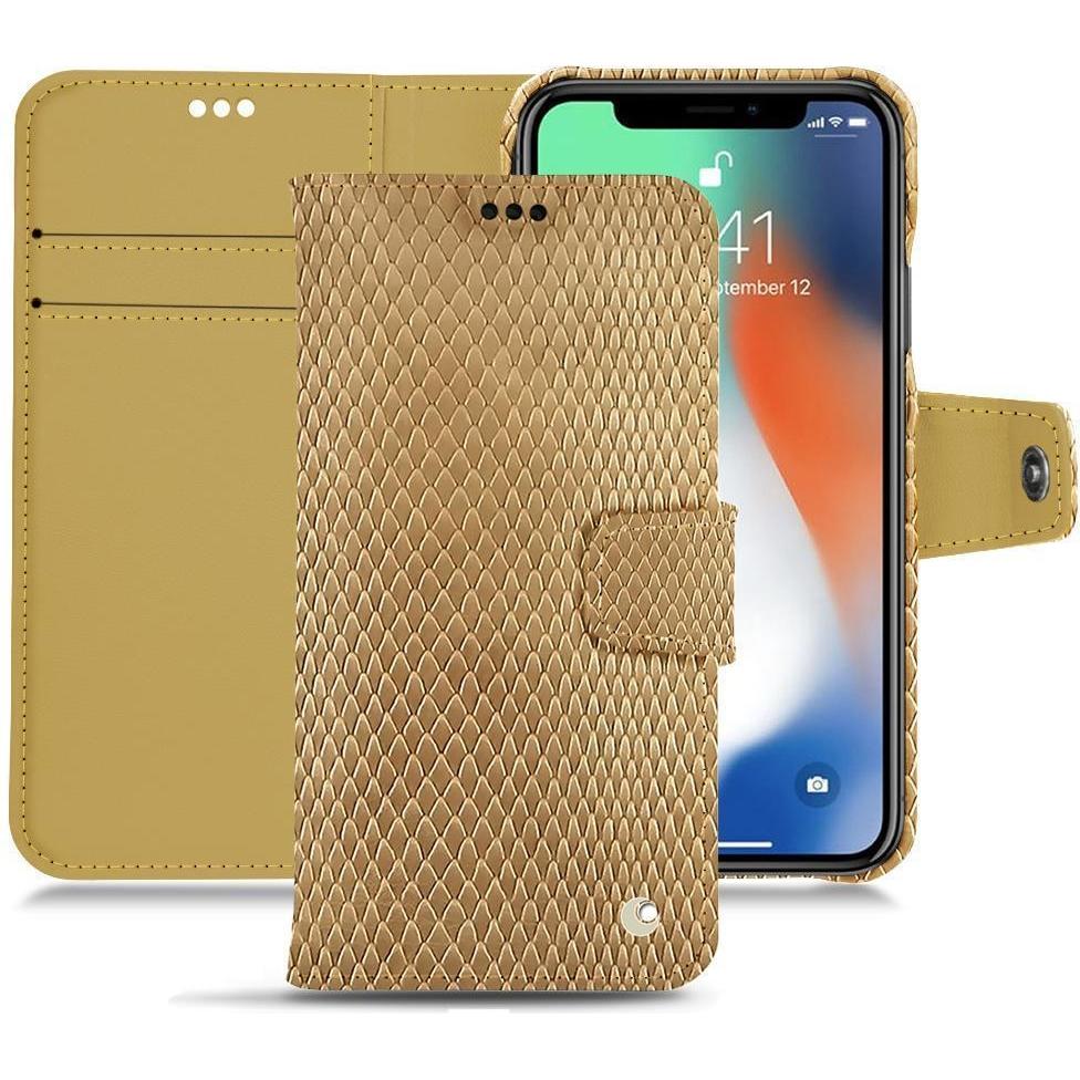 Noreve Lederschutzhülle Wallet (Apple iPhone XS Max), Smartphone Hülle, Beige