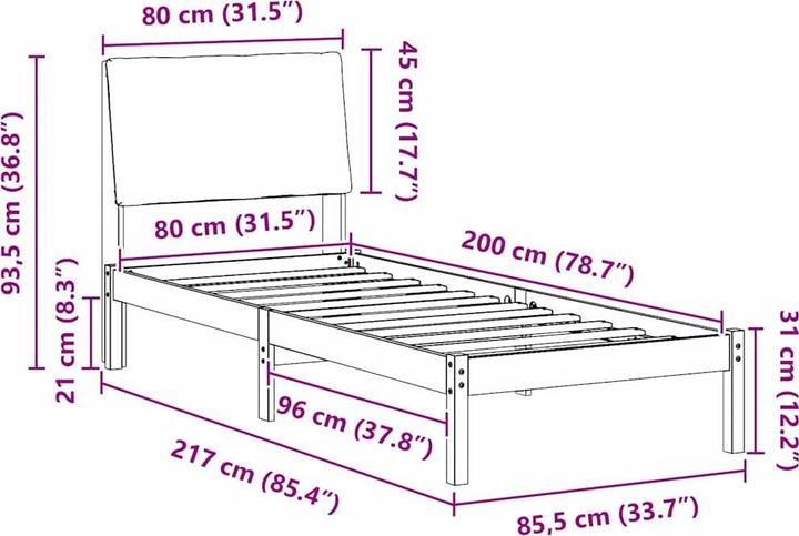 Produktbild vidaXL Bettrahmen (80 x 200 cm)