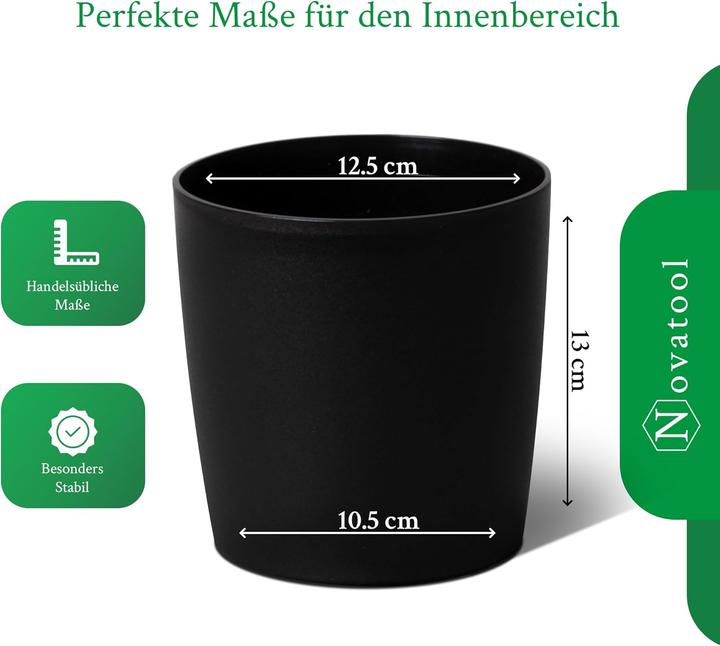 Produktbild Novaliv Stilvolle 2er Set Kräutertopf mit Holzunterlage für Jede Fensterbank, Für frische Küchenkräu (14 cm)