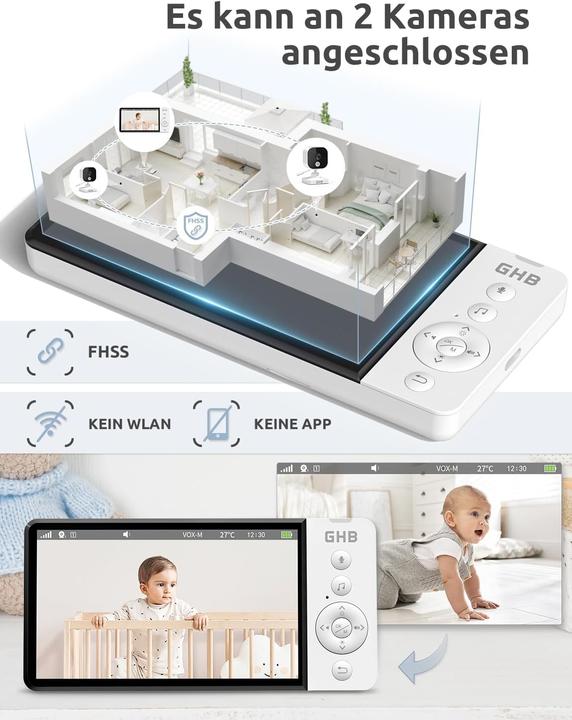 Produktbild GHB Babyphone mit Kamera und 5 Zoll HD-Display (Babyphone mit Kamera)