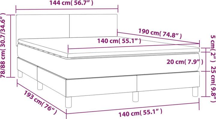 Produktbild vidaXL Boxspringbett (140 x 190 cm)