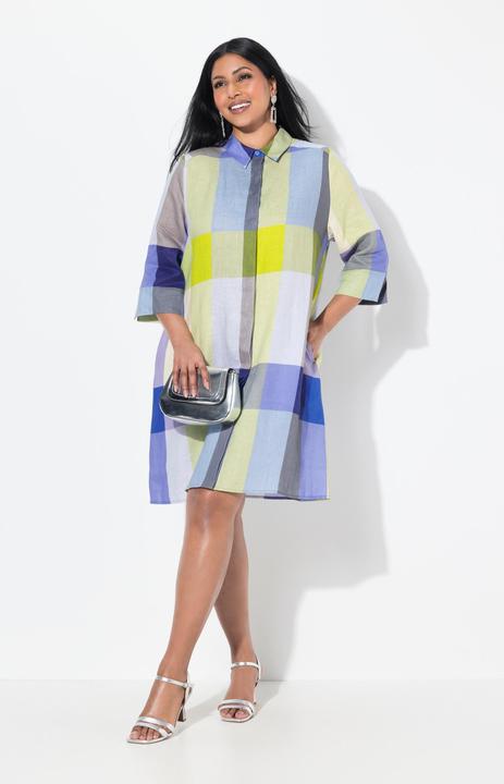 Produktbild Ulla Popken Leinen-Longbluse, Hemdkragen, Taschen, 3/4-Arm (46, 48)