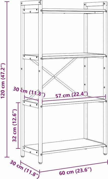 Actual product image vidaXL Bücherregal (30 x 30 x 120 cm)