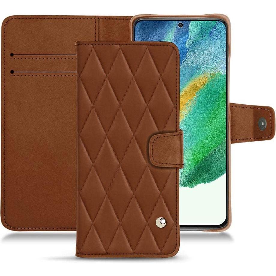 Noreve Lederschutzhülle Wallet (Samsung Galaxy S21 FE), Smartphone Hülle, Braun