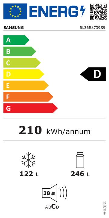 Etichetta energetica Samsung RL36R8739S9/EG look premium in acciaio inox (355 l)