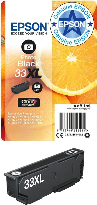 Actual product image Epson 33XL Claria Premium (PBK)