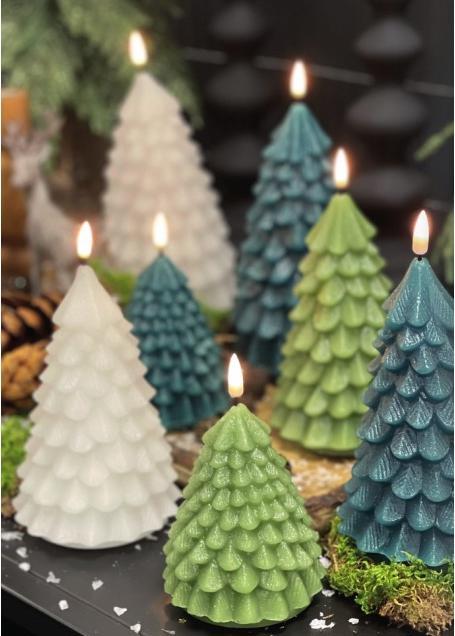 Actual product image Deluxe Homeart LED Real Wax Candle - Christmas Tree Dark Green Large