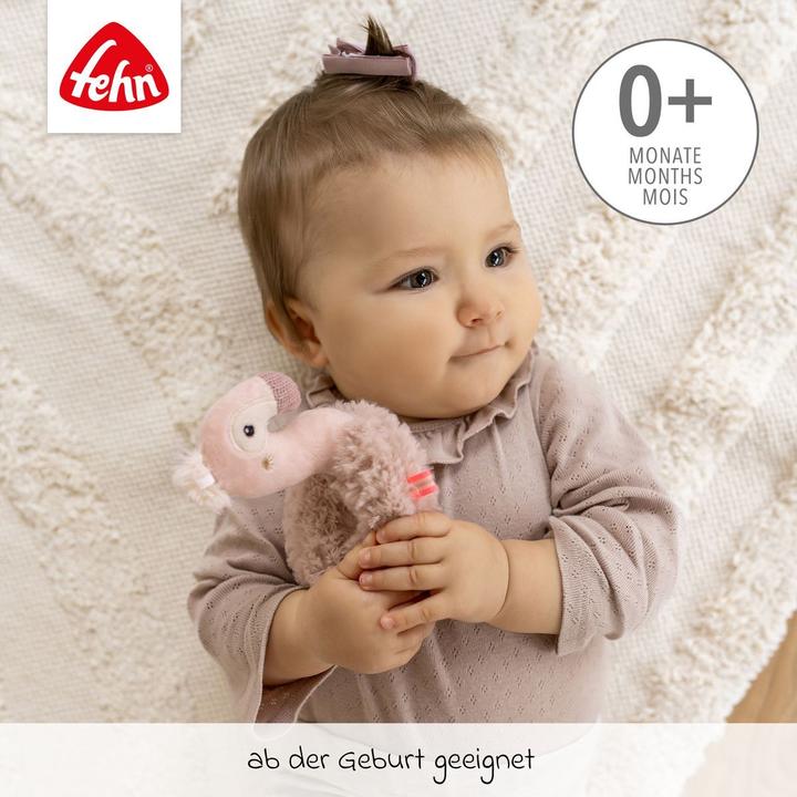 Actual product image Fehn Ring-Greifling Flamingo, Material: Polyester, Plüsch