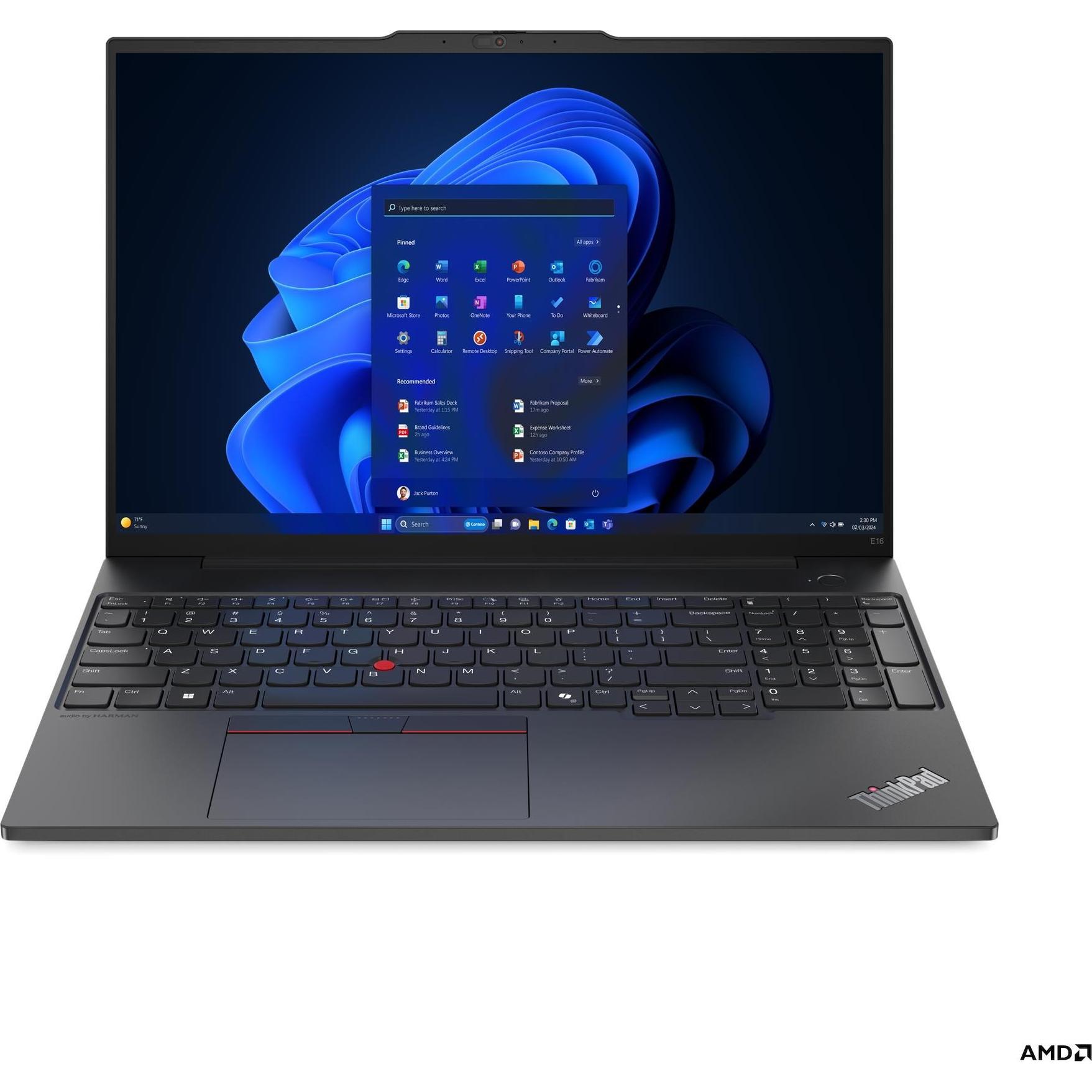 Lenovo ThinkPad E16 Gen 2 (16", AMD Ryzen 5 7535HS, 16 GB, 512 GB, DE), Notebook, Schwarz