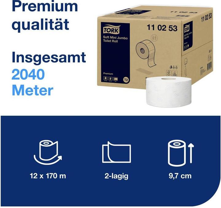 Actual product image Tork Premium Toilet Paper Mini Jumbo Roll (12 pcs.)