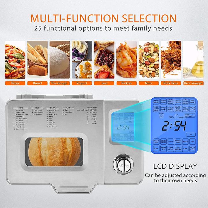 Produktbild Nictemaw Bread Maker 550 W Automatic Bread Maker with 25 Programs Capacity 5001000 g