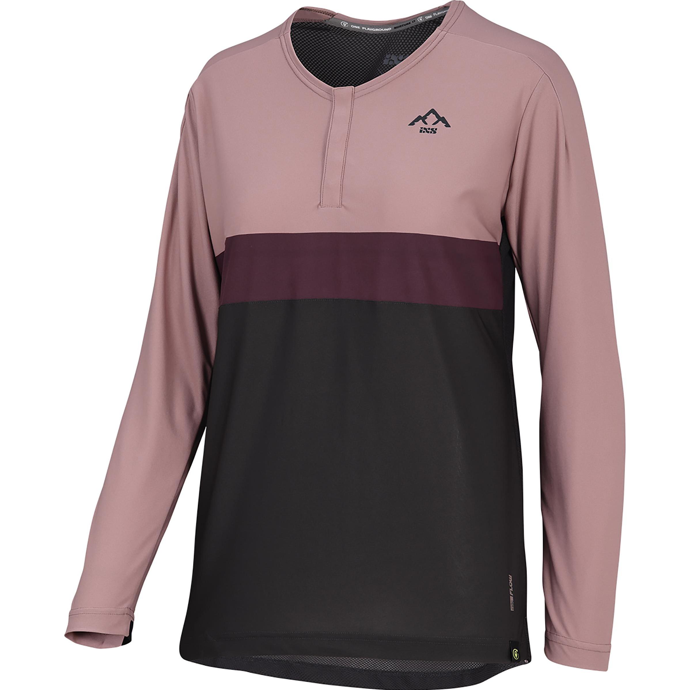 iXS, Damen, Velotrikot, Women"s Flow XTG long Sleeve Henley (34), Rot, Grau, 34