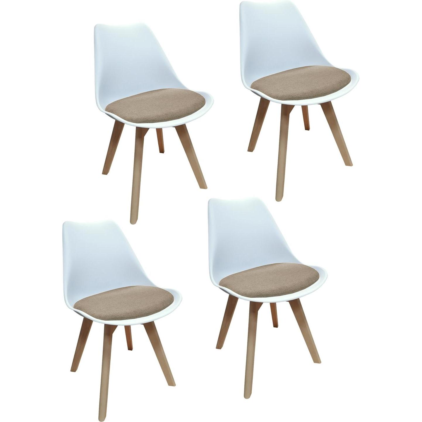 Thumbnail - HTI-Living, Stühle, Esszimmerstuhl 4er Set Atlanta Weiss/Beige