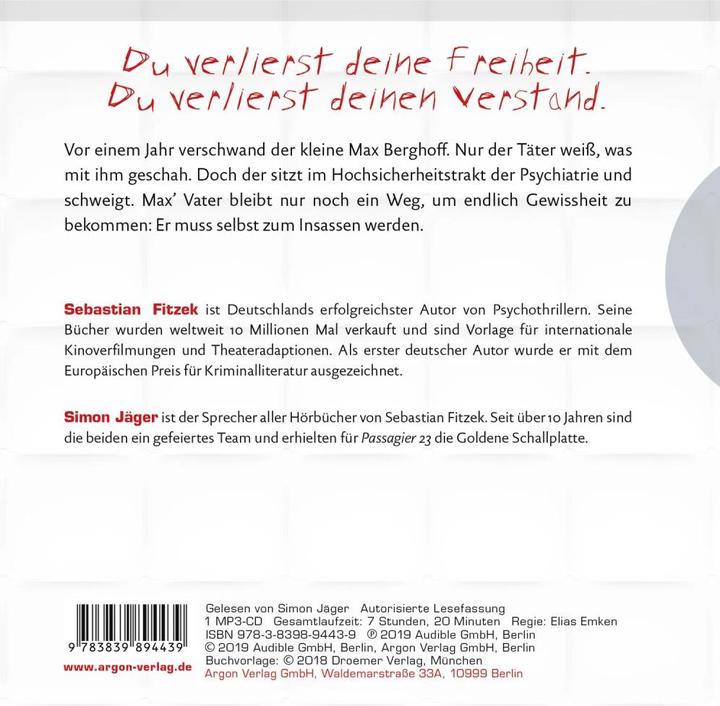 Produktbild Der Insasse (Sebastian Fitzek, Simon Jäger, Deutsch)