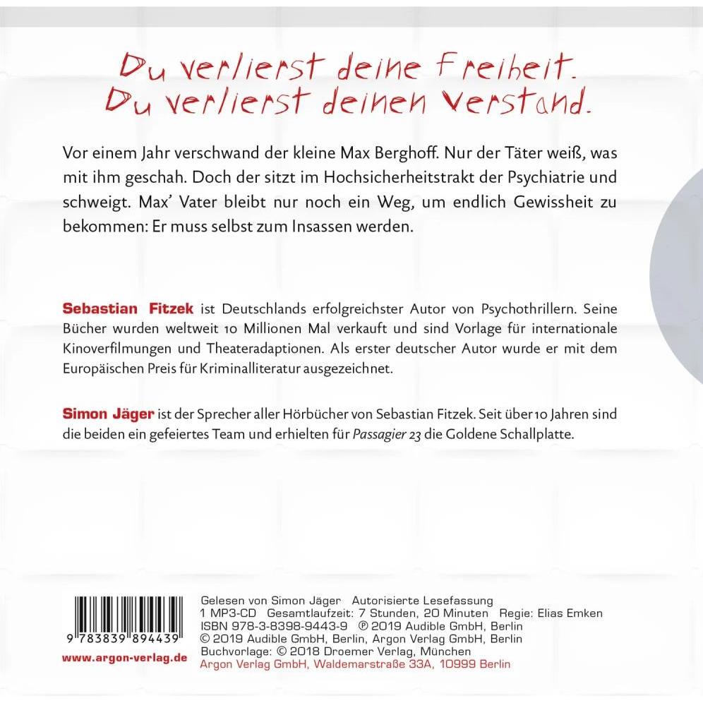 Thumbnail - Der Insasse, Hörbücher von Sebastian Fitzek, Simon Jäger