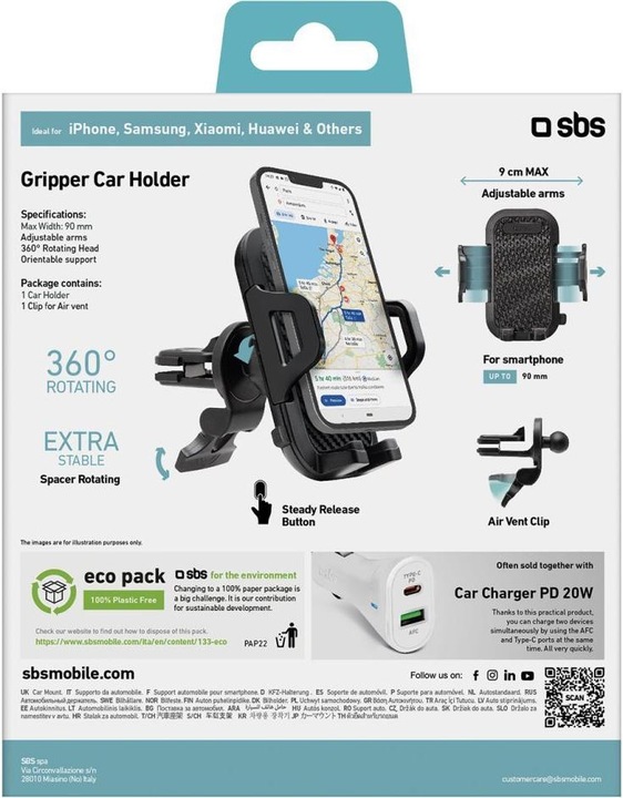 Produktbild SBS TEHWSUPCLIPSTG Halterung Passive Halterung Handy/Smartphone Schwarz