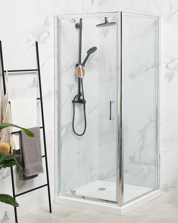Image du produit Beliani Paroi de douche en verre trempé 70 x 70 x 185 cm argent DARLI (70 cm, 70 cm, 185 cm)