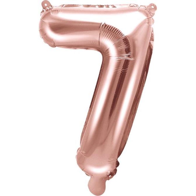 Partydeco Zahlenballon 7 Alu Rosegold 35cm