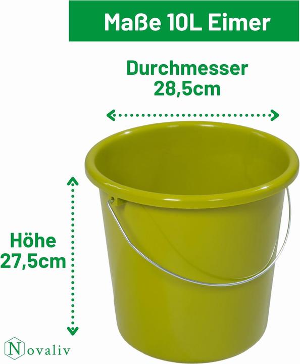 Image du produit Novaliv 2 Stück Eimer 10L Grün mit Masseinteilung - Putzeimer 10 Liter? 28,5 cm Praktischer Allround (2 pcs)