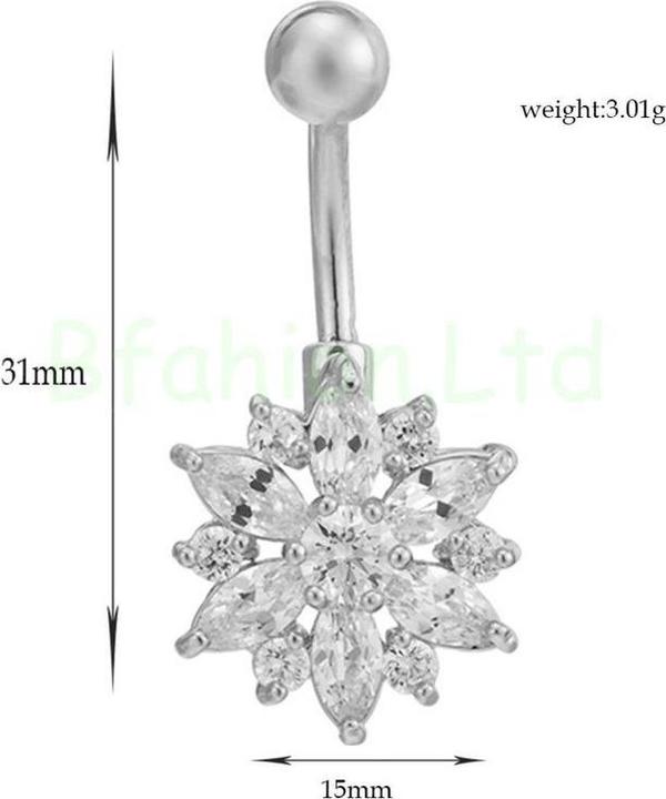 Produktbild Hermex Piercing Bauchnabel Stecker Blumenform mit Strassteinen GOLD
