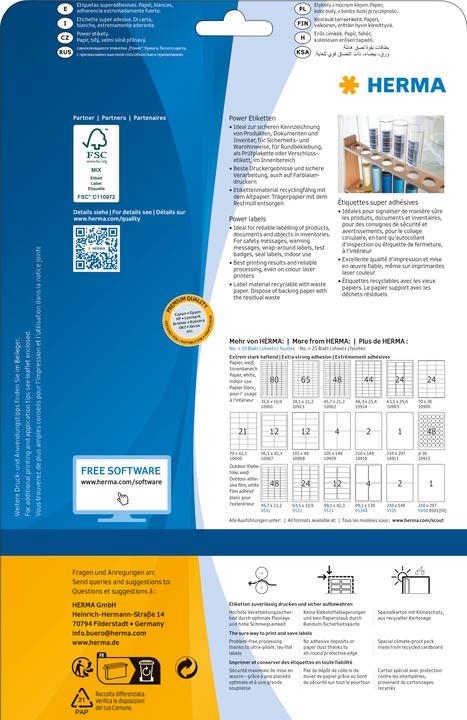 Produktbild HERMA Power Etiketten A4