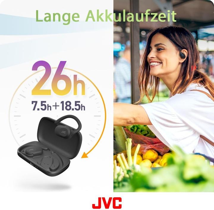 Actual product image JVC HA-NP40T-BU black (No noise cancellation, 26 h, Wireless)