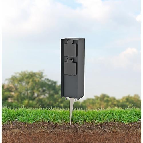 Produktbild Bold Garden Steckdosensäule BOLD POWER, Orio10044 2-fach, IP44, anthrazit (2x, CEE 7/3, 0.70 m)