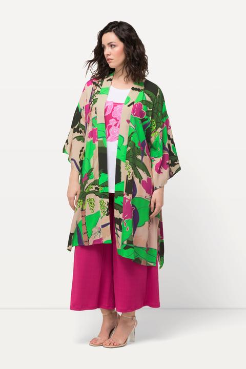 Produktbild Ulla Popken Kimono, Palmen, Bindegürtel, 3/4-Arm (42, 44, 46, 48)