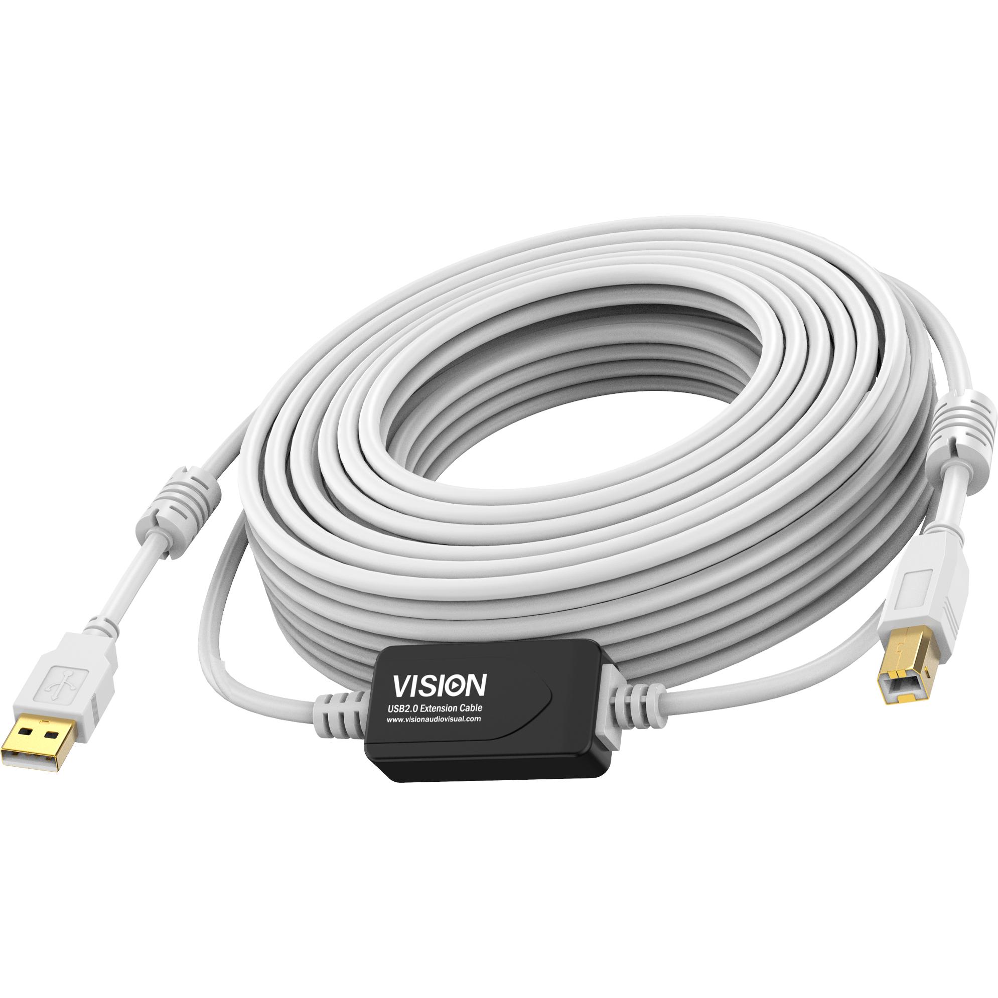 Vision Techconnect 15m White USB+cable (15 m, USB 2.0), USB Kabel