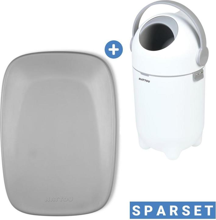 Nattou Wickelauflagen Wickel-Set mit Wickelunterlage Softy & Windeleimer (50 x 70 cm)