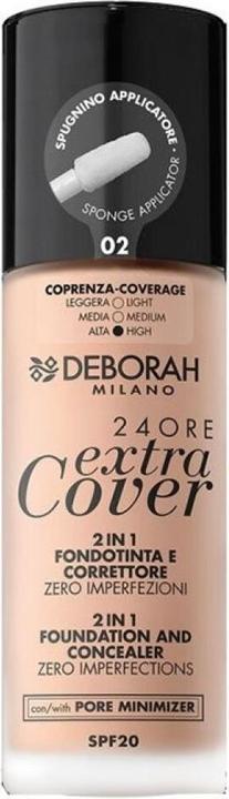 Produktbild Deborah Milano 24Ore Extra Cover Fond de Teint & Concealer No 02 (02)