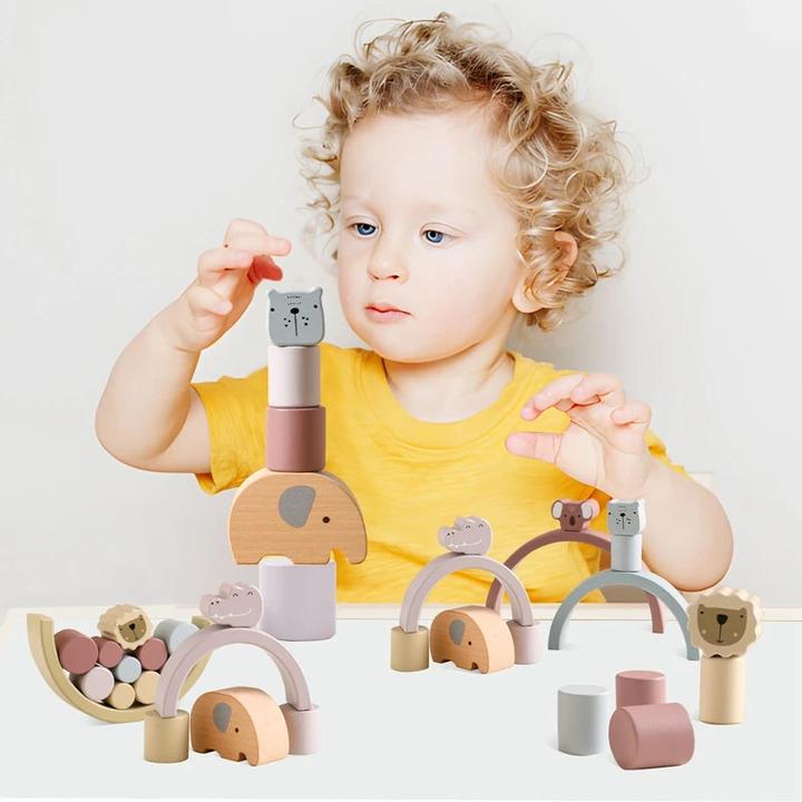 Produktbild Activity Board 1Set Holzspielzeug Regenbogen Stacking Blocks Elefant Balance Blocks Educational Balancing