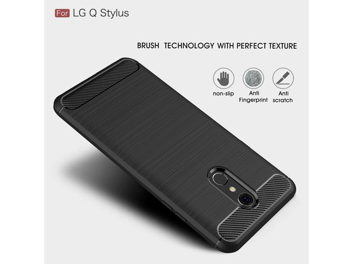 Actual product image Screenguard LG Q Stylus Cover Carbon Brushed Soft TPU (LG Q Stylus)