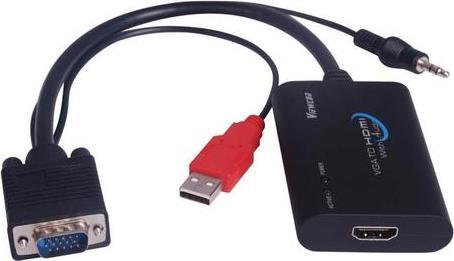 Produktbild PremiumCord KHCON-04 video cable adapter VGA (D-Sub) + HDMI Black (HDMI)
