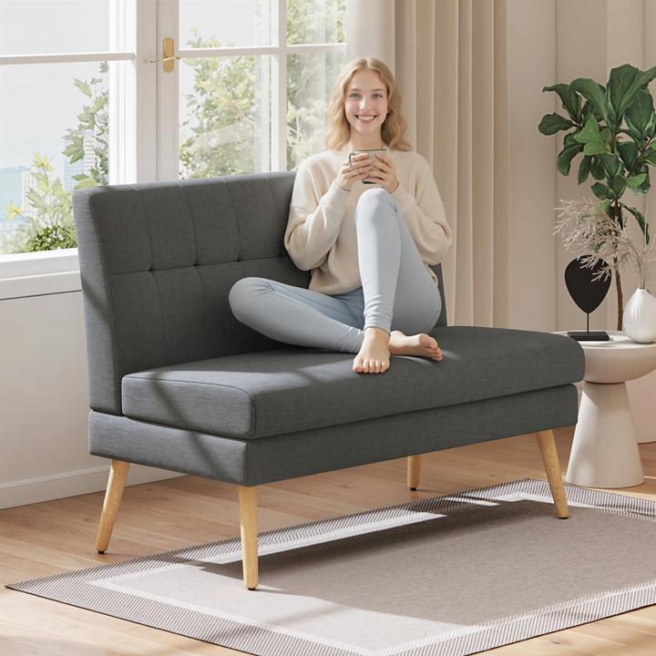 Produktbild Homcom Sofa Polyester, Kautschukholz Dunkelgrau (2-Sitzer)