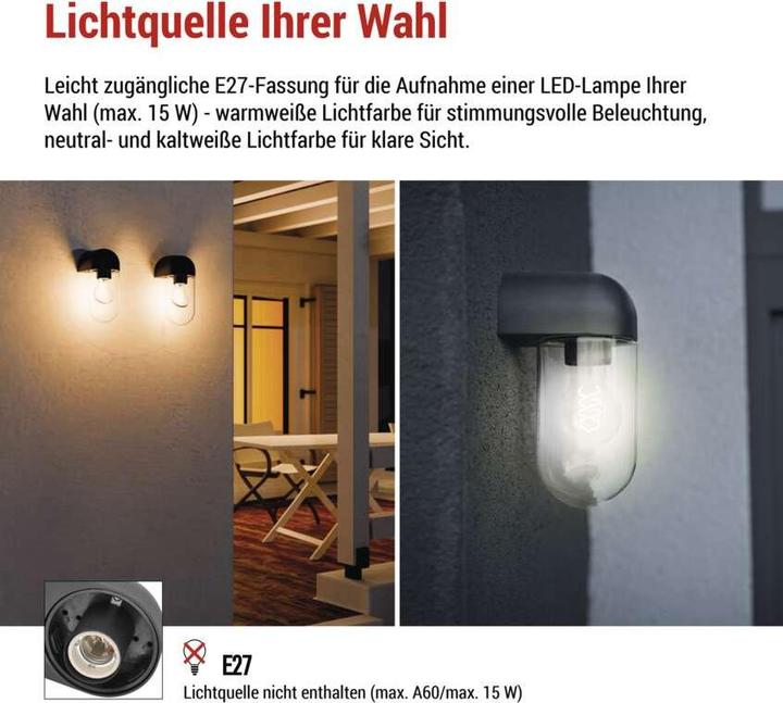 Image du produit Emos LED GARDEN LIGHT,E27,IP44,MAX 15W,WALL MOUNTED (E27, IP44)