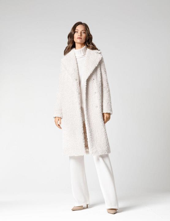 Immagine prodotto Furnari Cappotto strutturato in eco-pelliccia con collo all'inglese in bianco brillante (44,46)