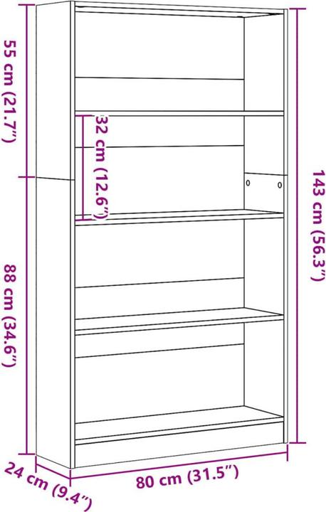 Produktbild vidaXL Claiborn (80 x 24 x 143 cm)
