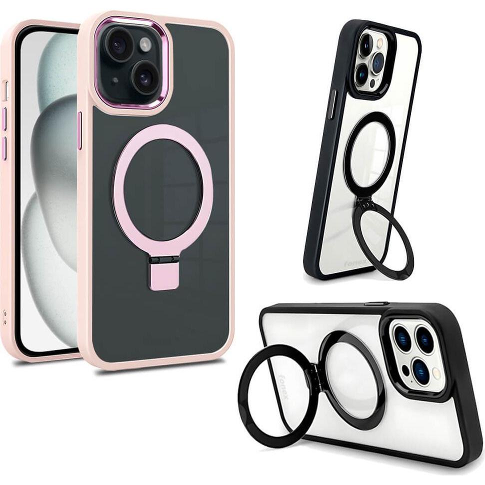 Fongex iPhone 15 Plus - Fonex Kickstand Hülle mit Magnet rosa (Apple iPhone 15 Plus), Smartphone Hülle, Rosa